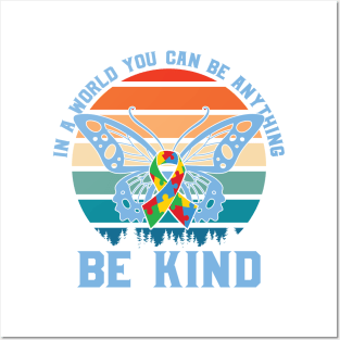 Be Kind butterfly Autism Awareness Gift for Birthday, Mother's Day, Thanksgiving, Christmas Posters and Art